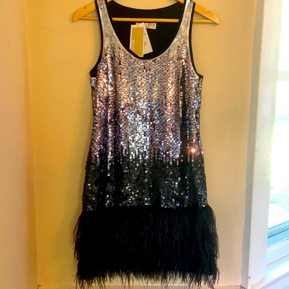 NWT Gorgeous Michael Kors Sequined Flapper Dress